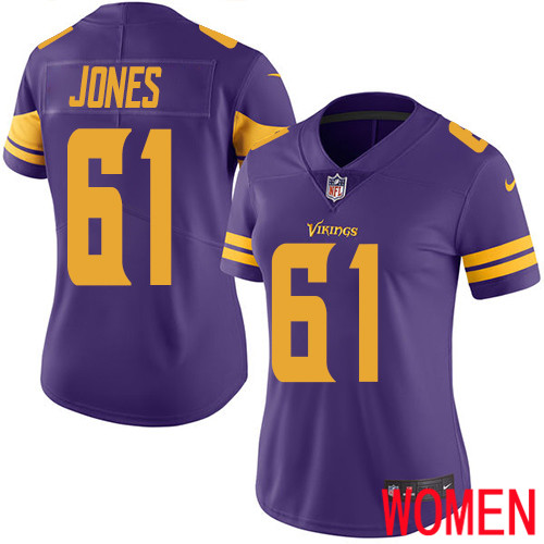 Minnesota Vikings #61 Limited Brett Jones Purple Nike NFL Women Jersey Rush Vapor Untouchable